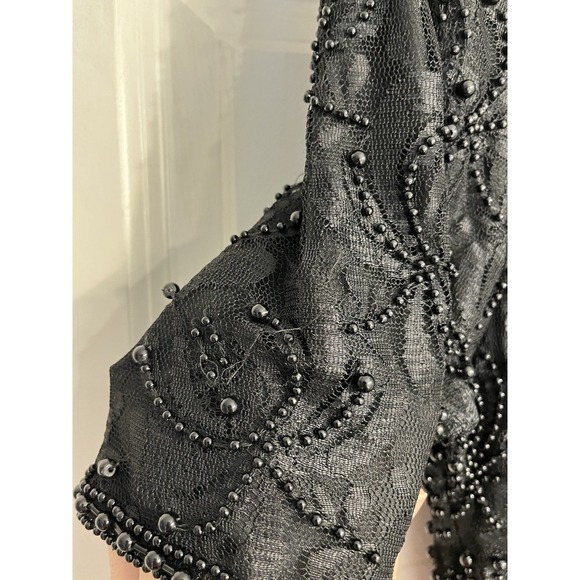 Vtg Black Beaded Cocktail Dress‎ Sz Small Silk Flapper Fairy Whimsigoth Prom - Picture 3 of 13
